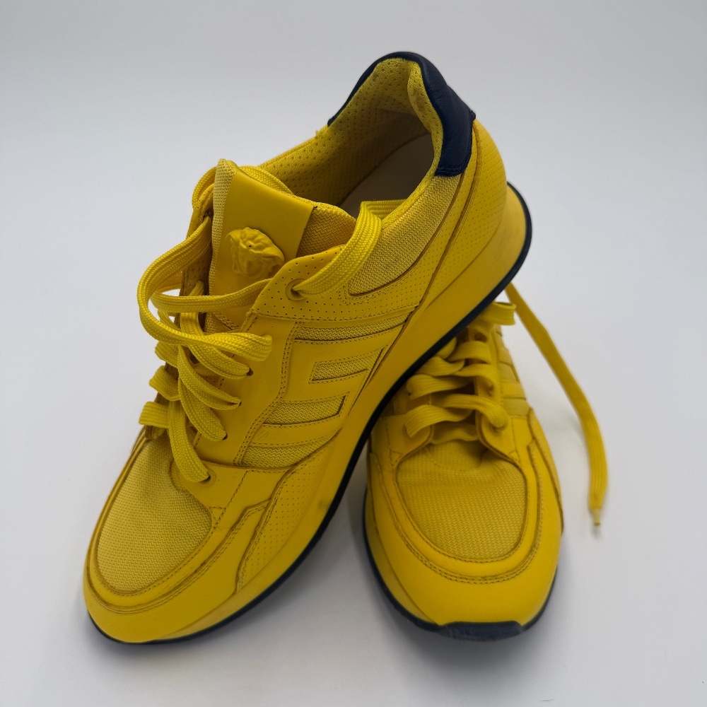 Versace Medusa Leather & Mesh Sneakers – Yellow/Black